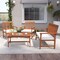 4 Pieces Acacia Wood Conversation Set with Two Armchairs Ideal for Outdoor Use